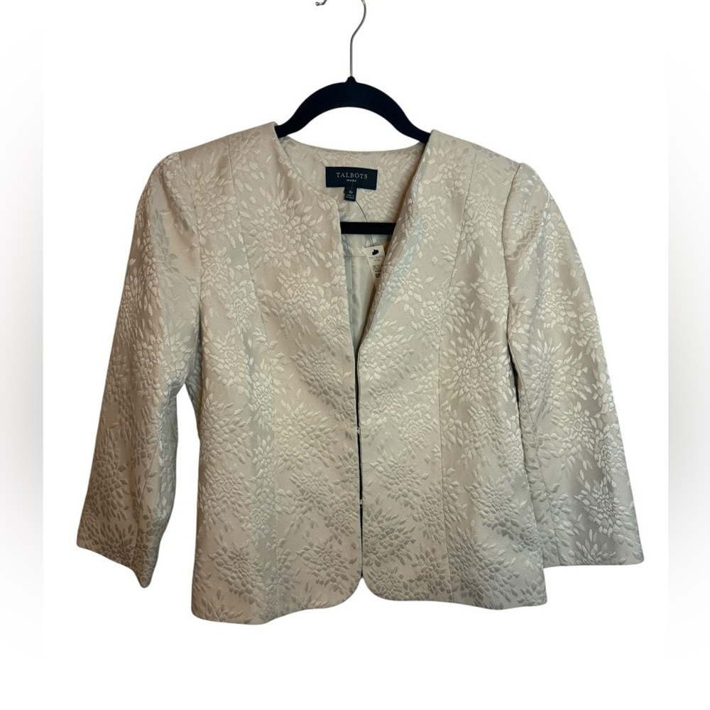 Nwt Talbots Beige Floral Textured Blazer